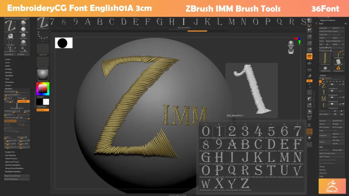 Download a free ZBrush IMM brush for quickly creating 3D embroidered
