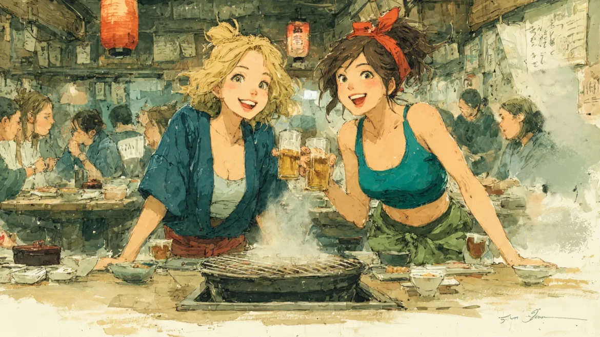 在秋葉原燒肉店乾杯!